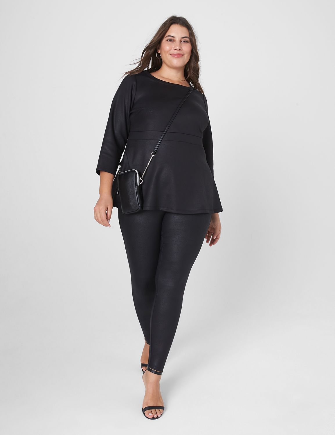 Crushed 3/4 Sleeve 'Fig' Crew Neck main image 0