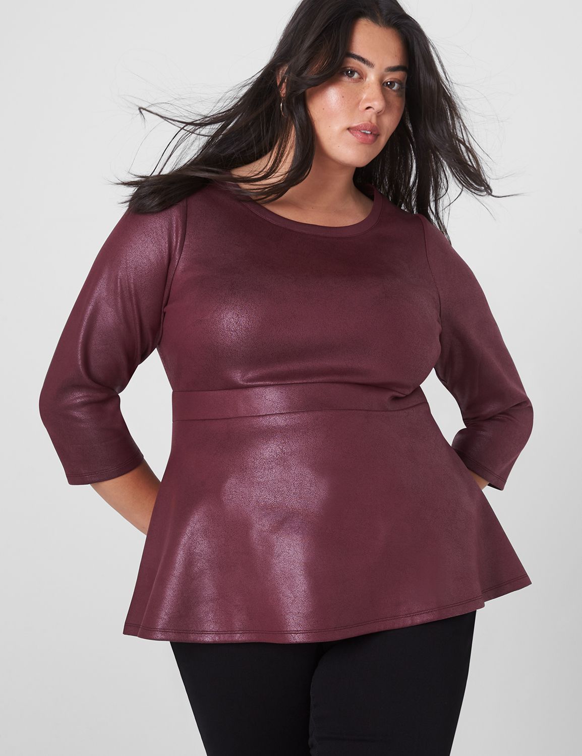 Plus size leather peplum top best sale