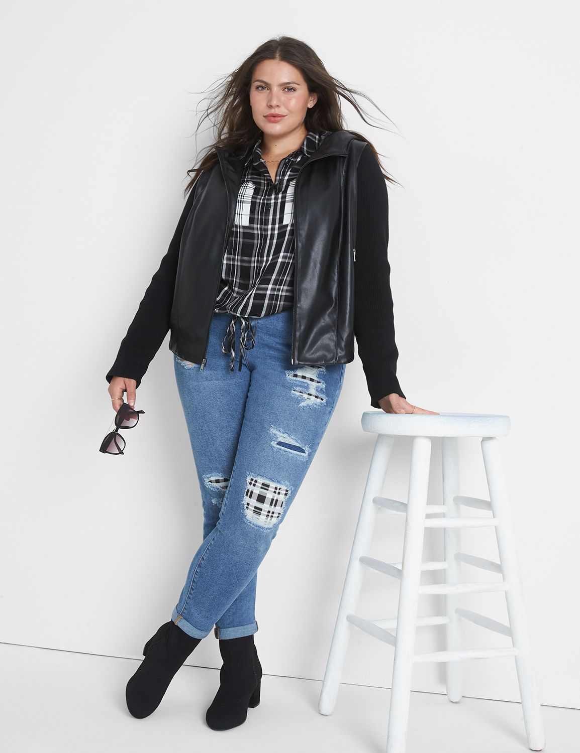 Plus size outlet pu jacket