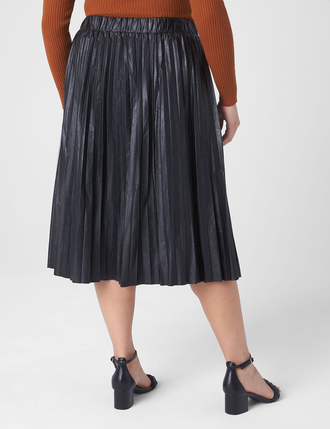 Faux-Leather Pleated Midi Skirt | LaneBryant