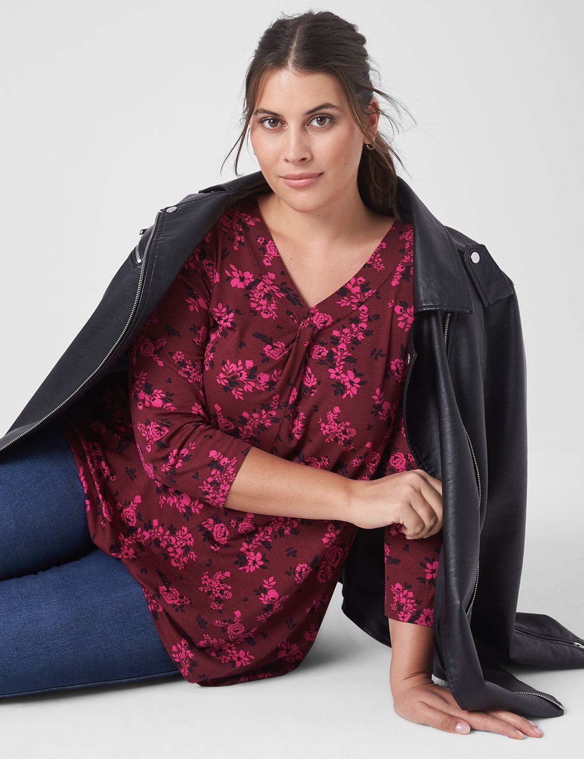 Swing 3/4 Sleeve Wrap Front Swing T Product Image 1