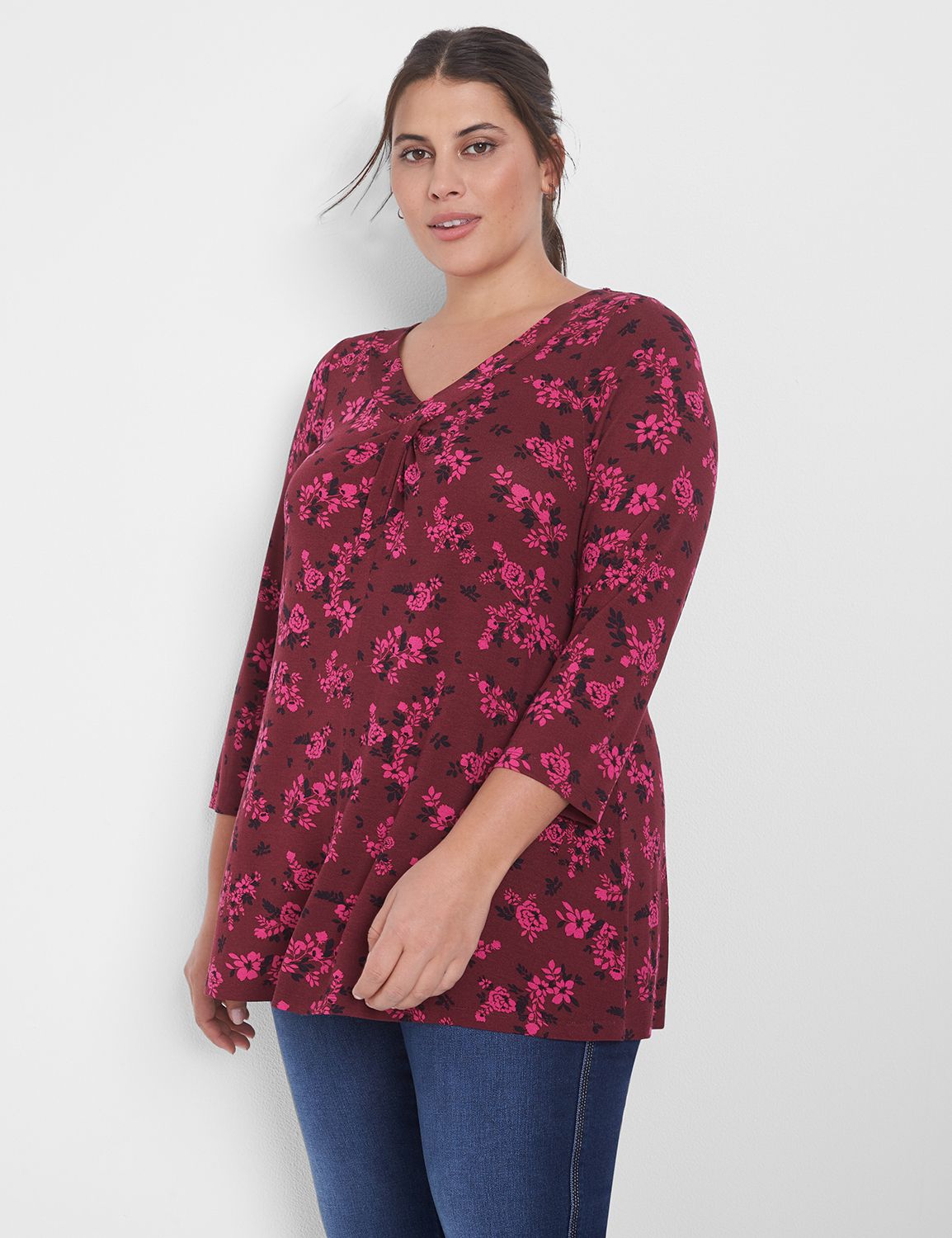 Swing 3/4 Sleeve Wrap Front Swing T Product Image 3