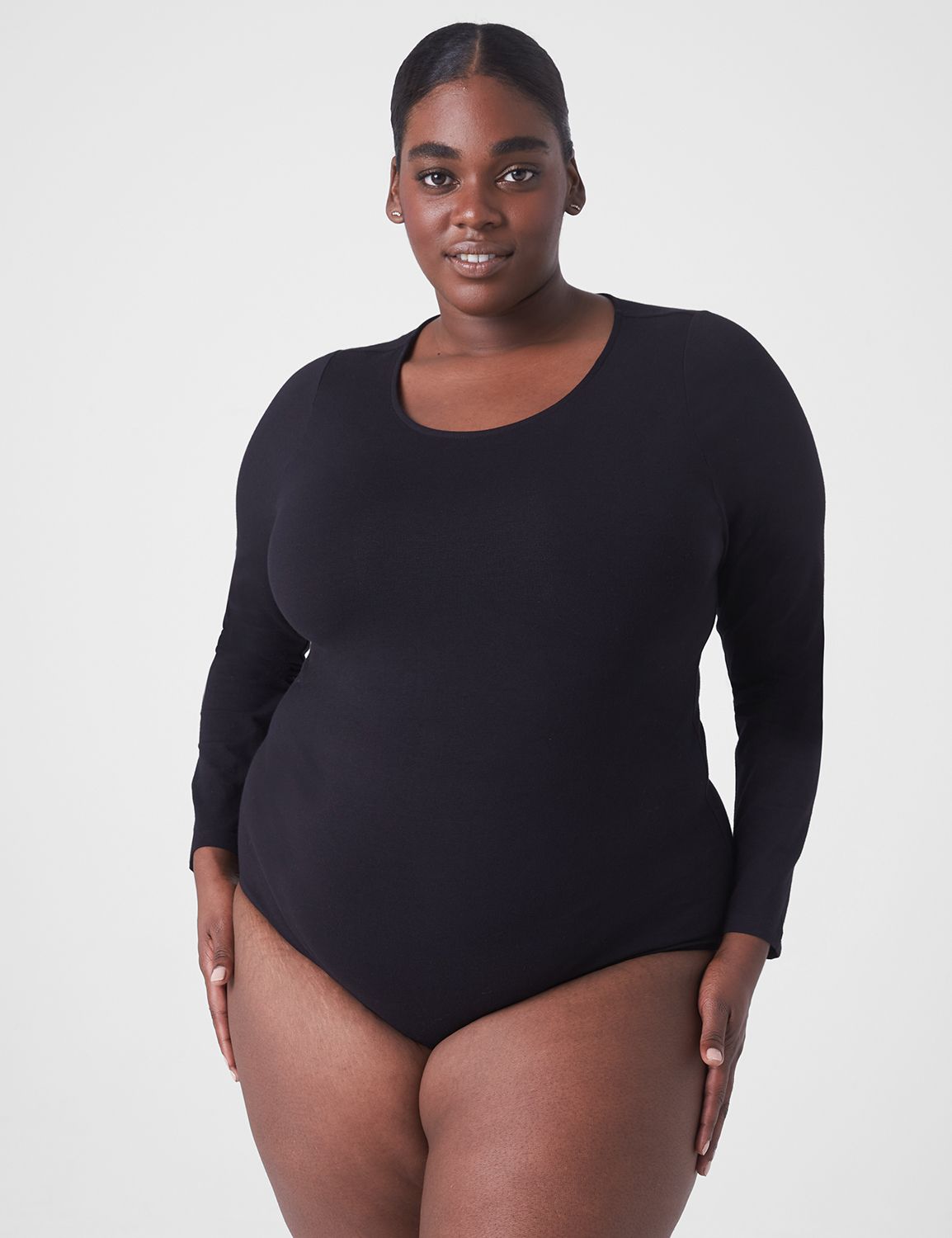 Plus Size Form Fitting Long Sleeve Bodysuit