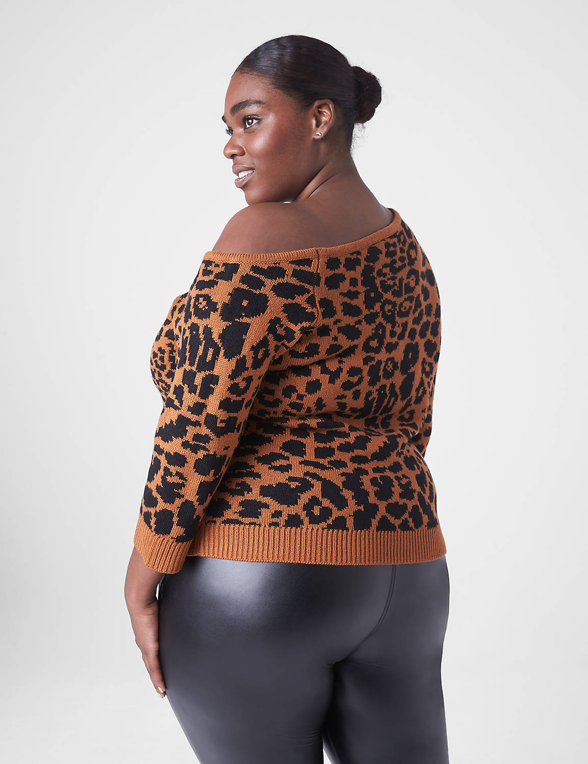 Fitted One-Shoulder Jacquard Sweater | LaneBryant