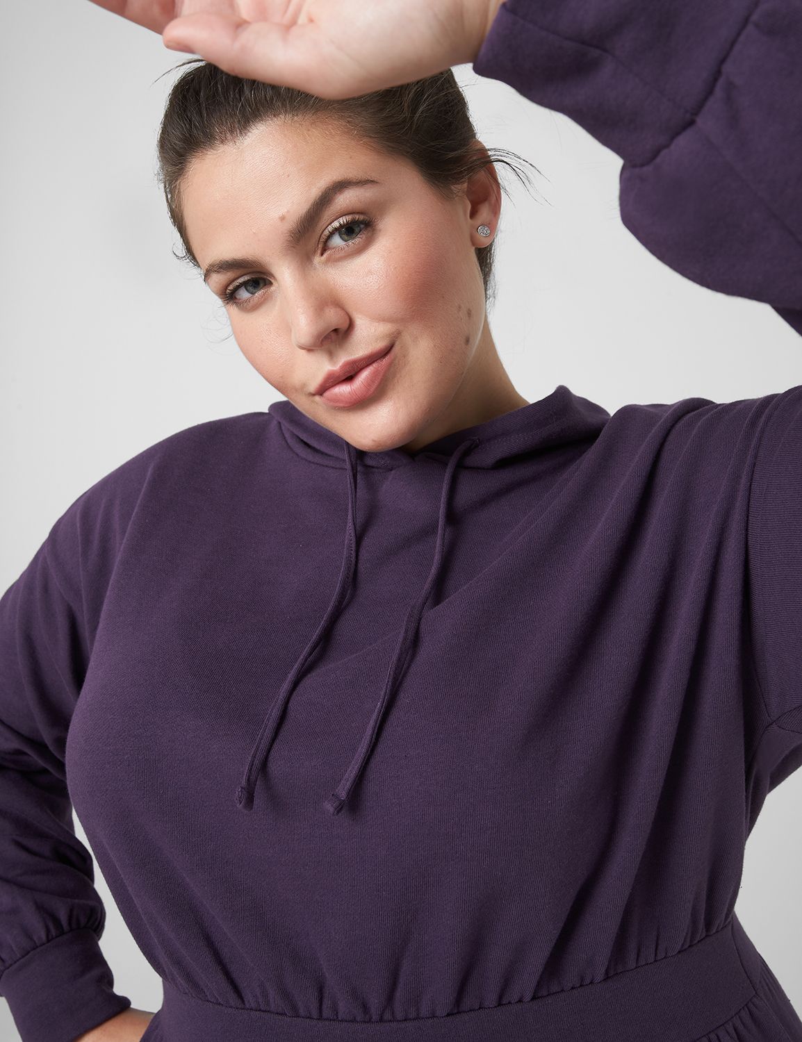 knee length dresses for ladies French Terry Long Puff Sleeve Hoodie Dress – Riah Fashion