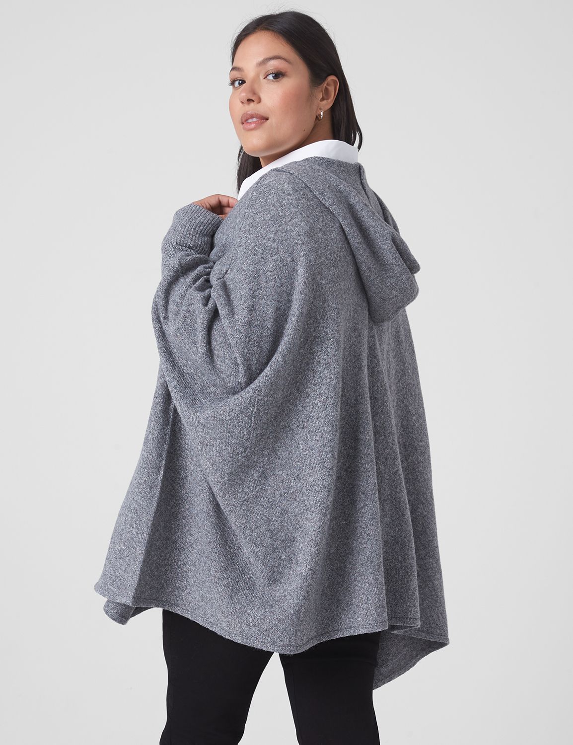 3760 Grey Hooded Long Cardigan