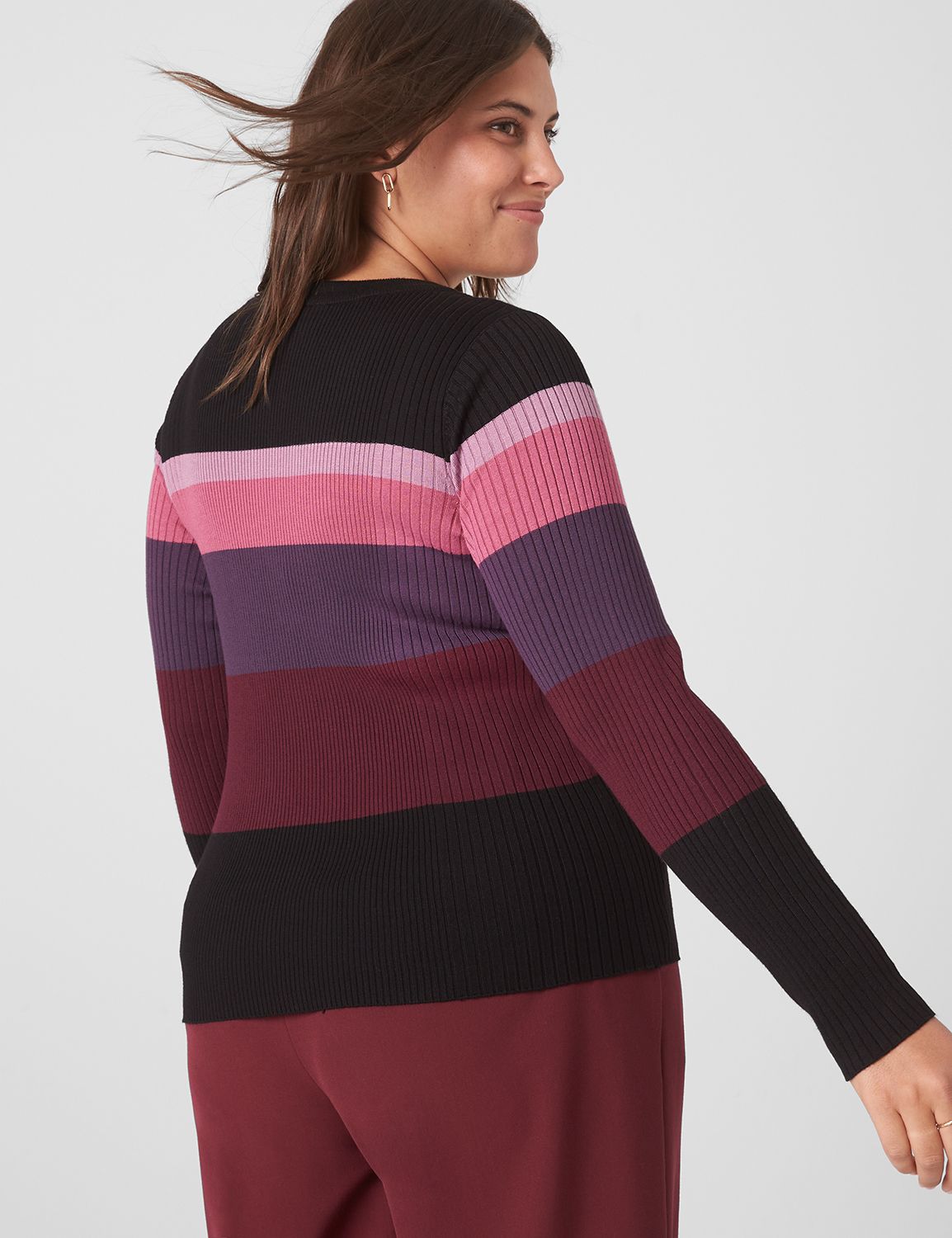 Modal Scuba Knit Crew Neck w/Stripe Sleeve main image 0