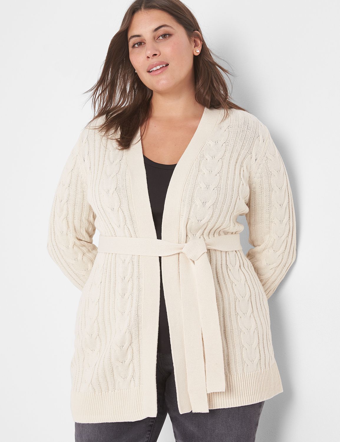 Belted cable knit outlet cardigan