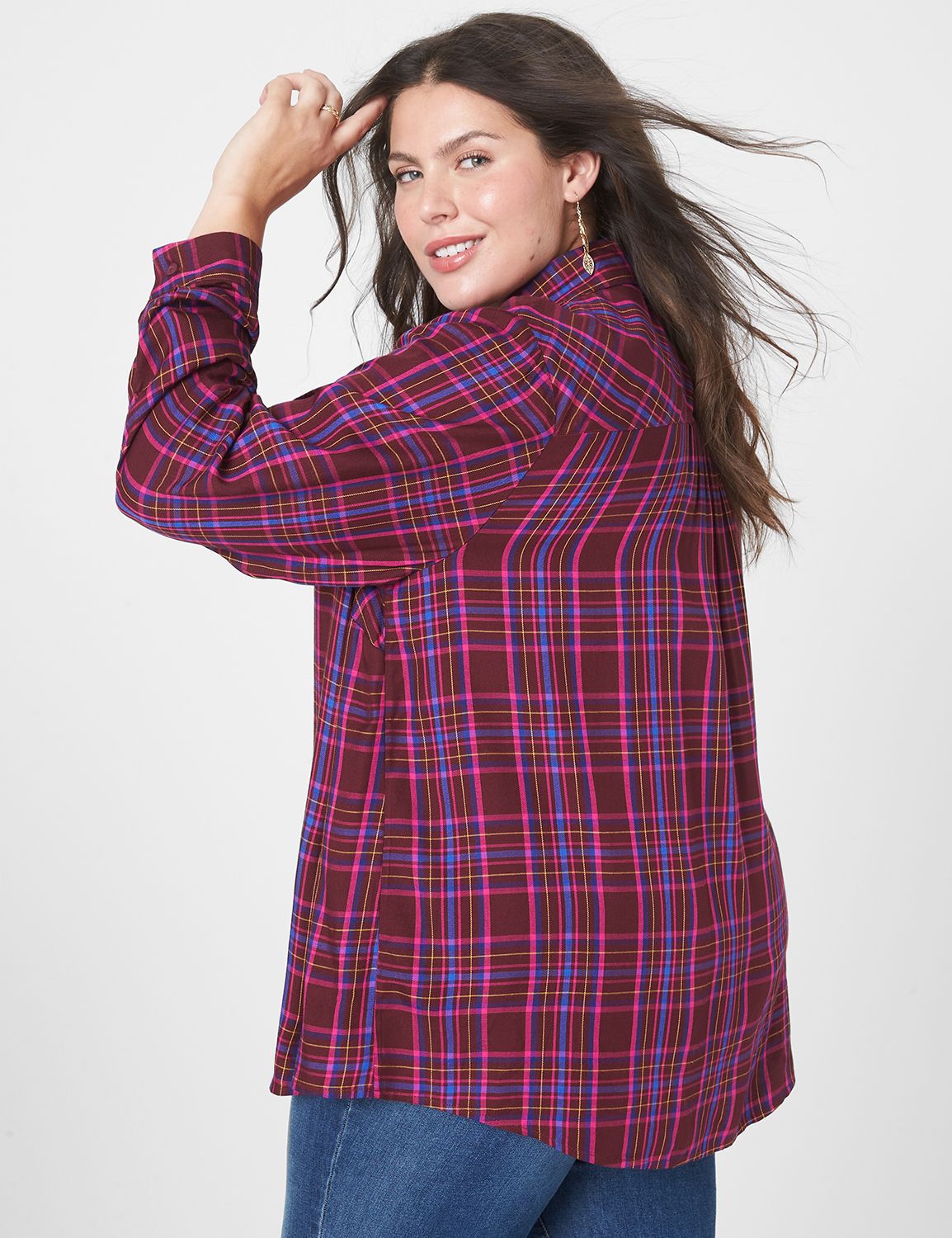 Long plaid boyfriend shirt hot sale