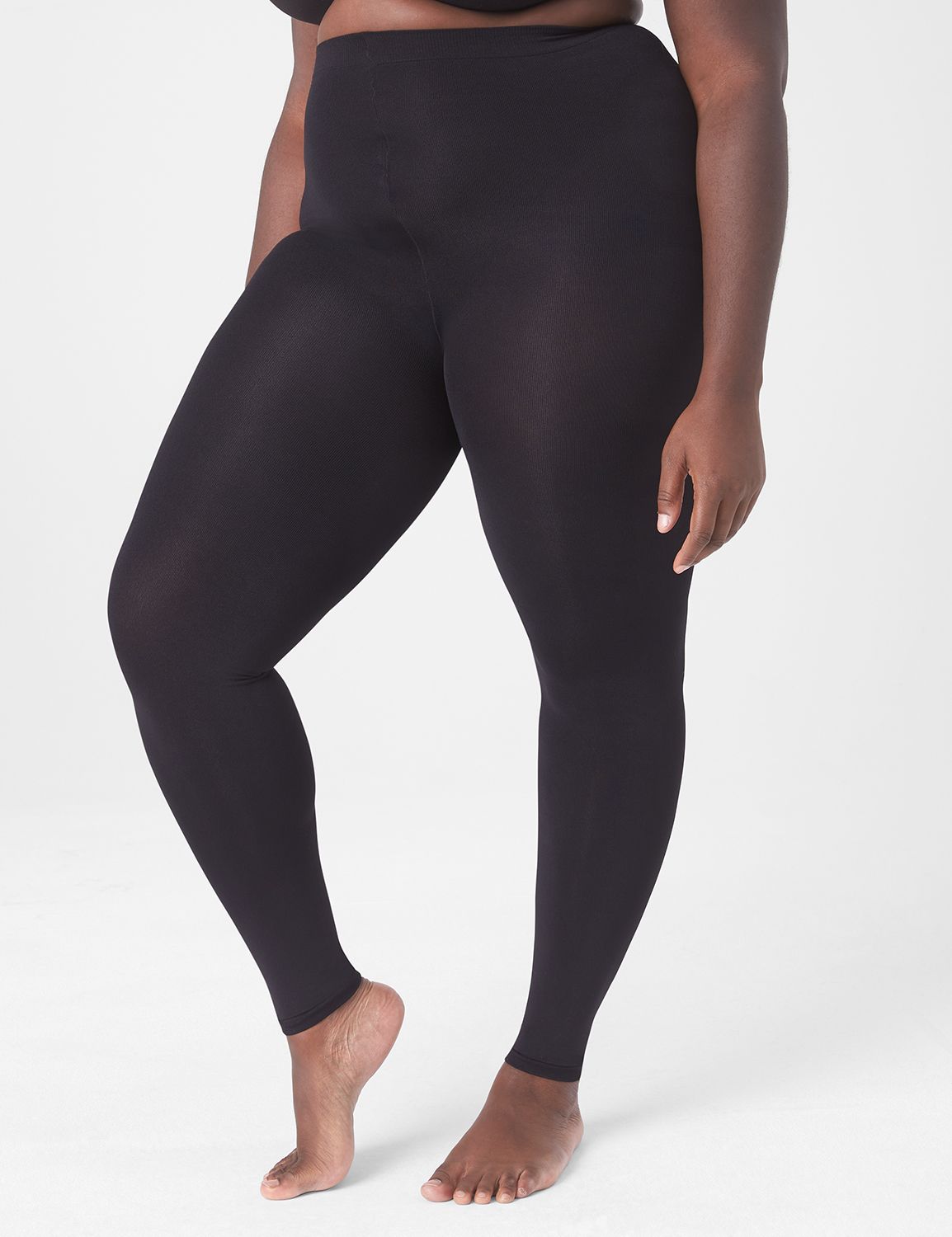 Shop Plus Size 80 Denier Black Footless Tights in Black