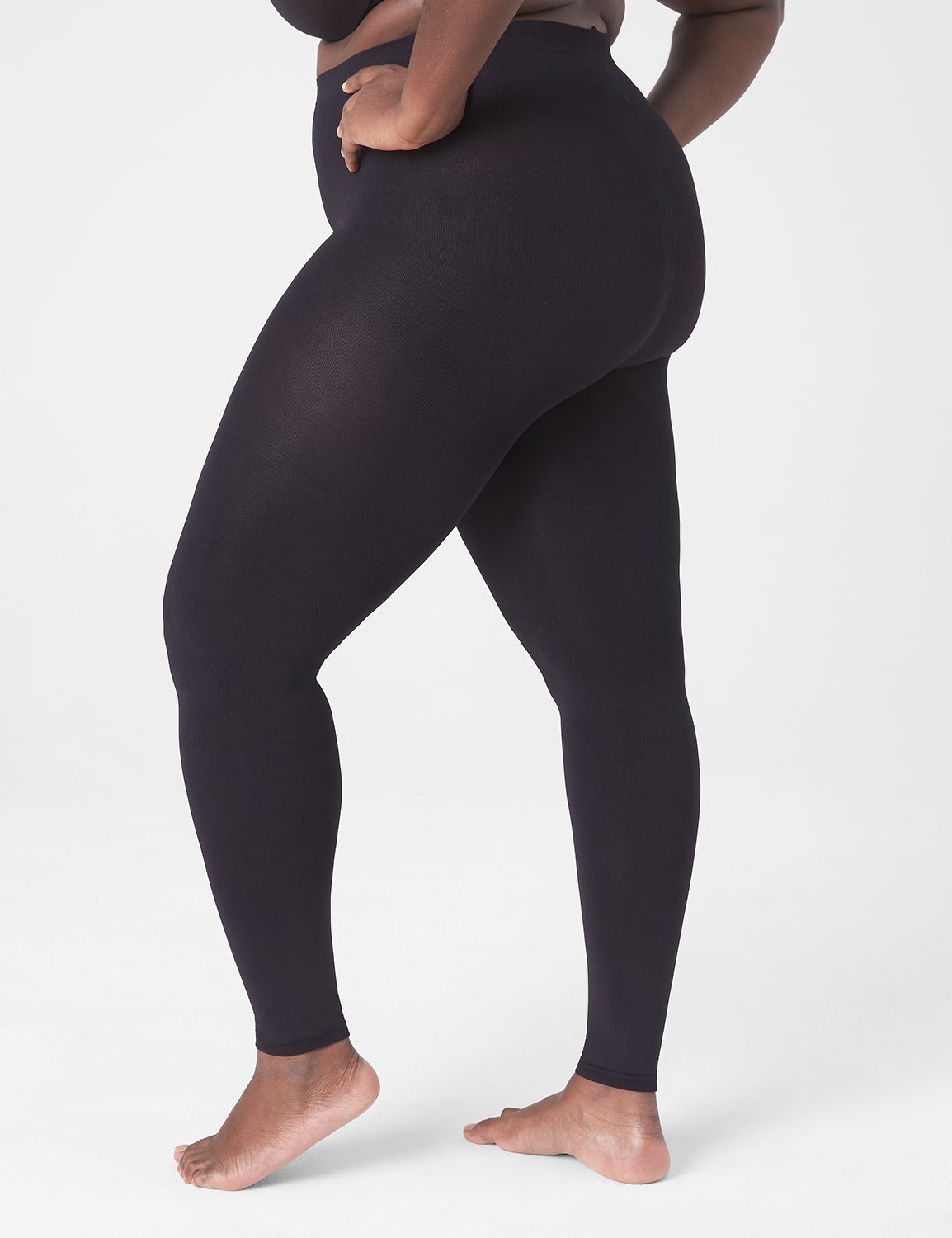 Footless Tights in Black Opaque, Comfortable Luxe Waistband