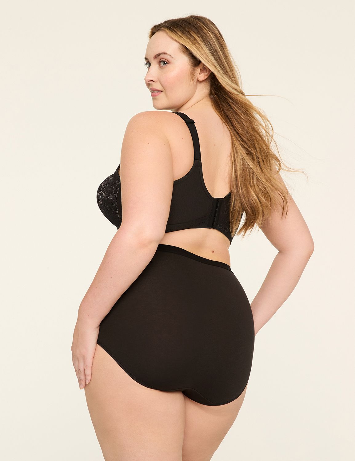 Cotton High Waist Brief with Lace Trim