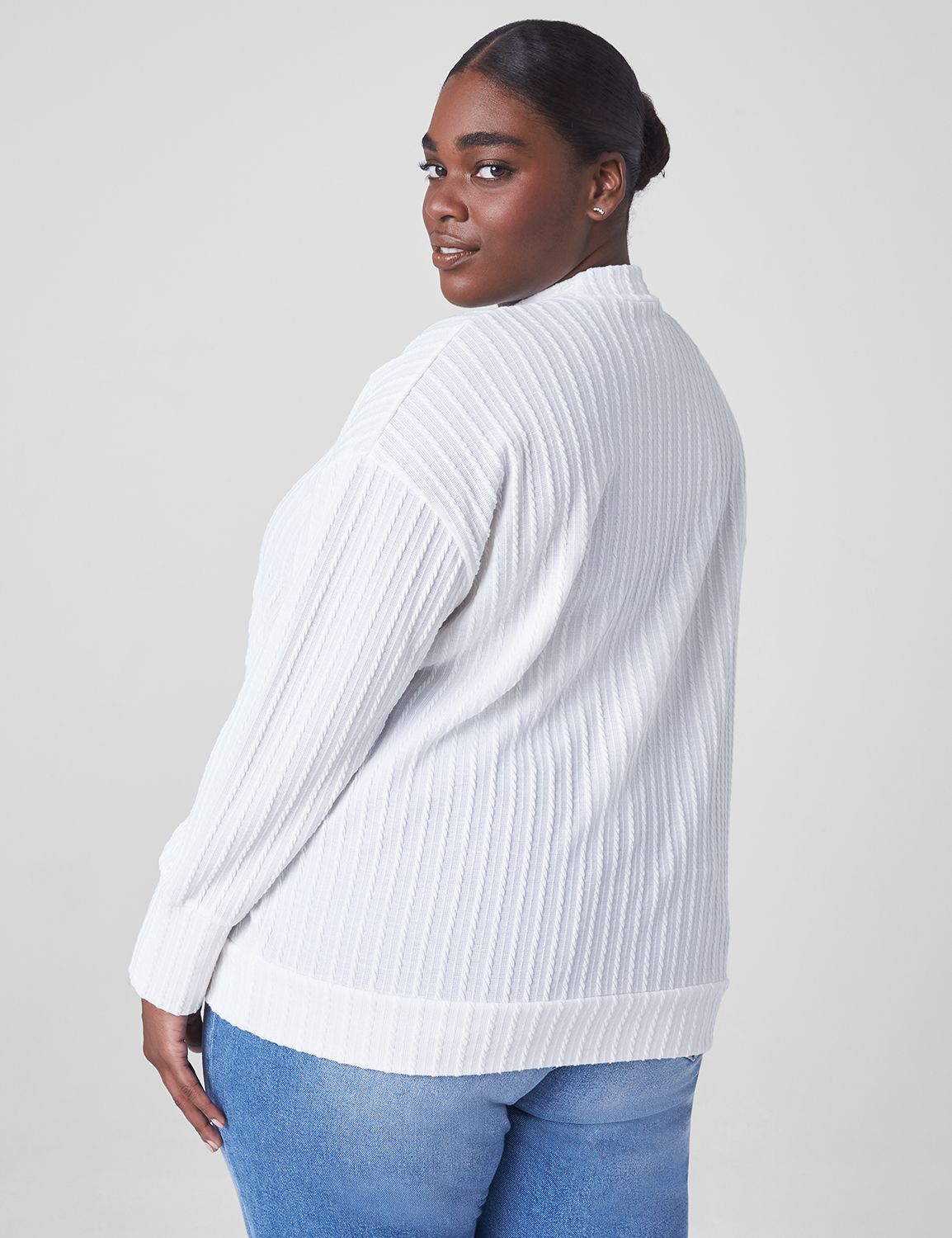 Soft Knit Mockneck Tee, Cream