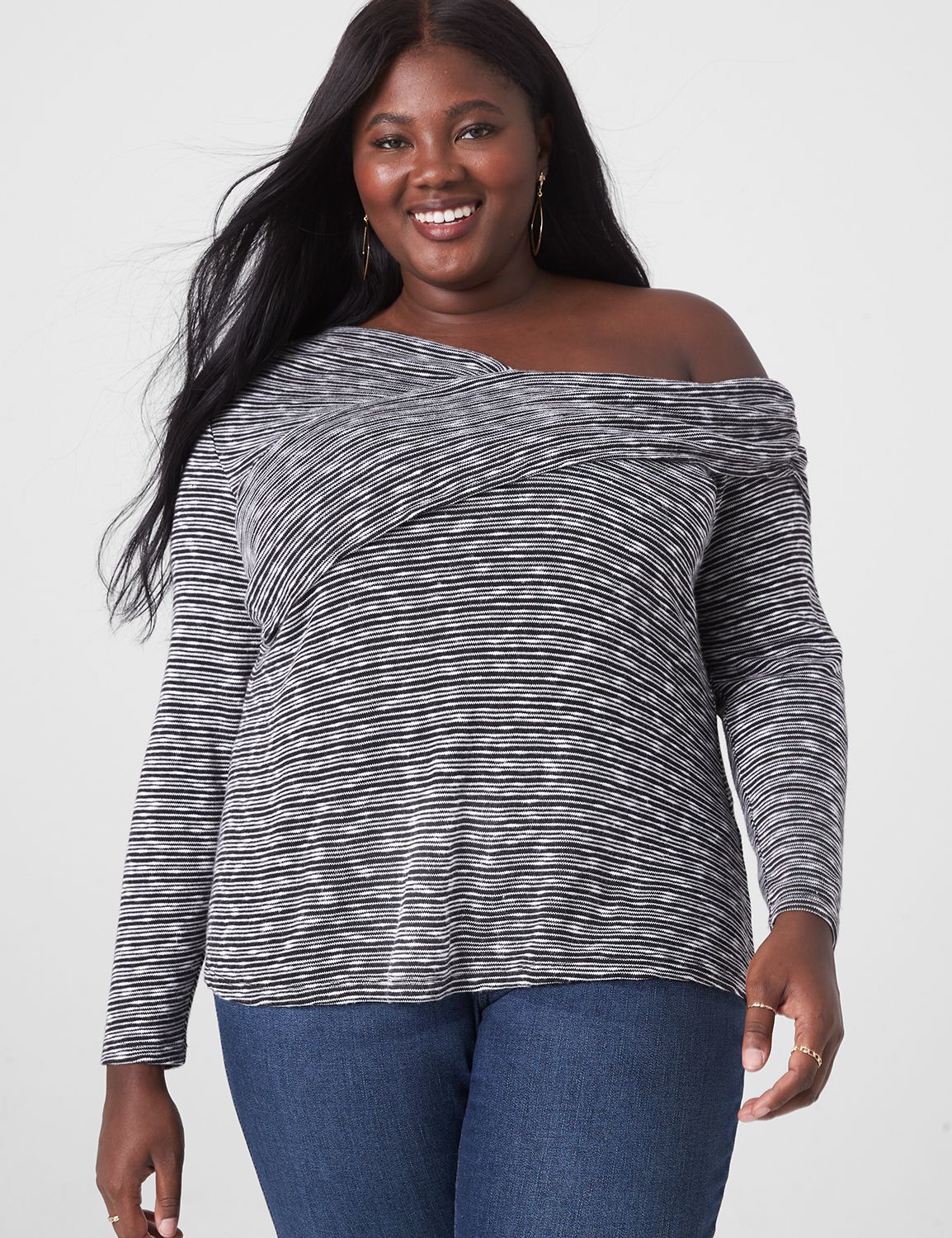 Plus size long sleeve cold best sale shoulder tops