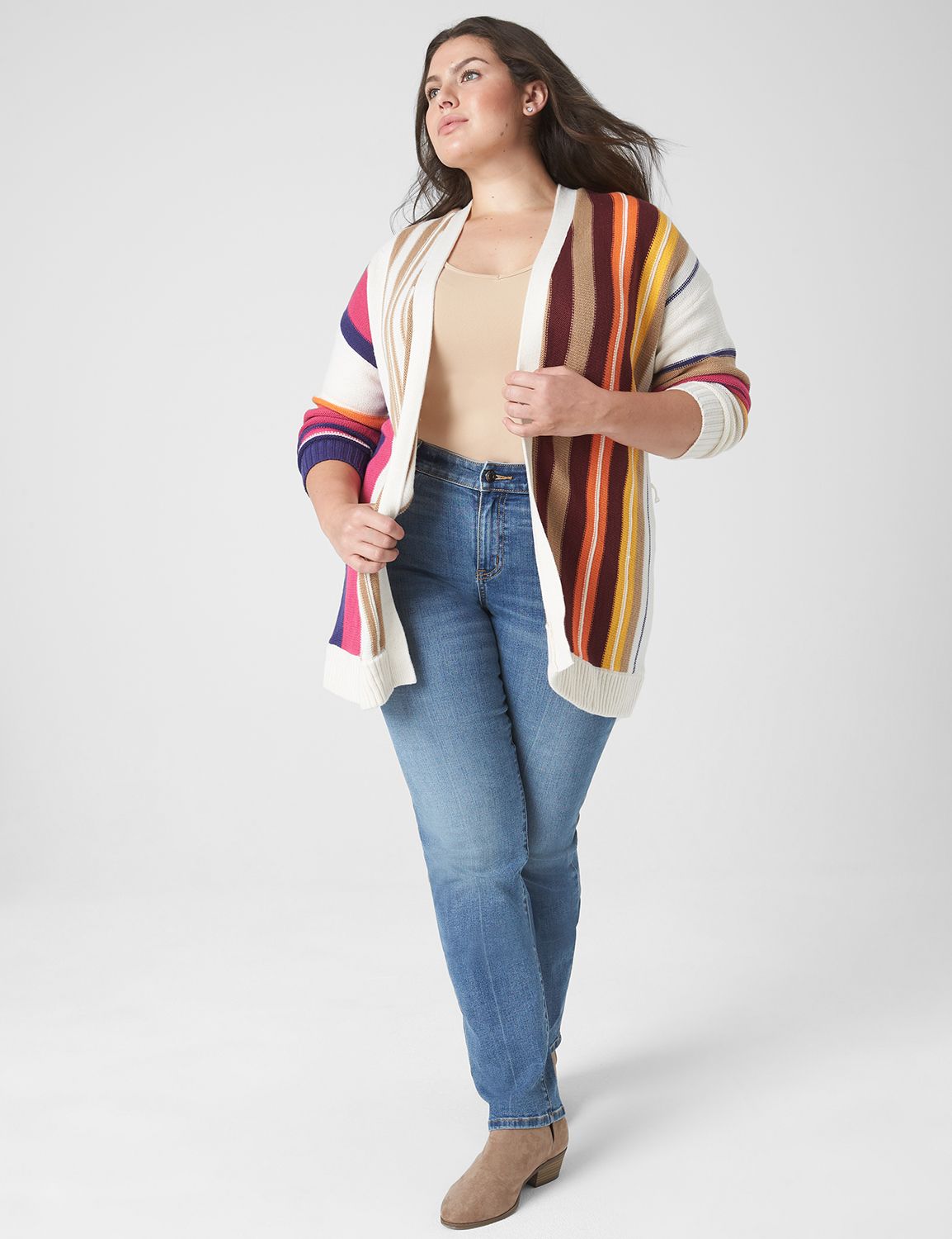 Classic Long Sleeve Belted Striped Product Image 3