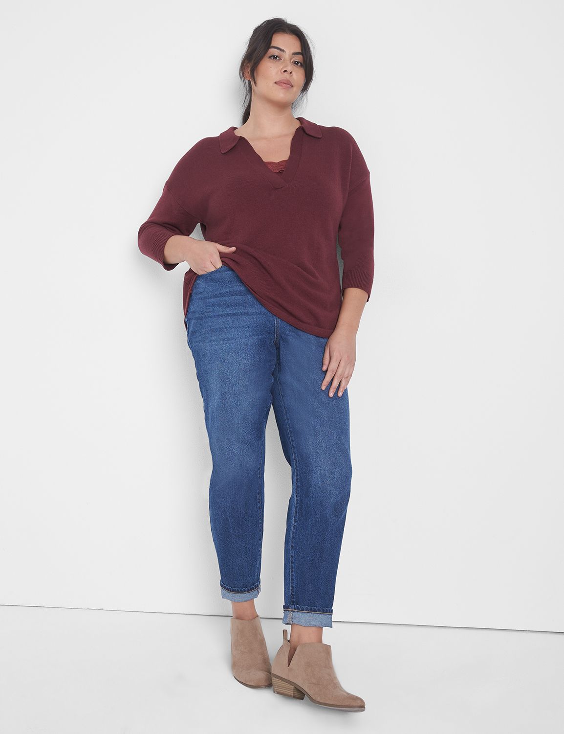 Women's 3/4 Sleeve Dolman Two Layer Top main image 1