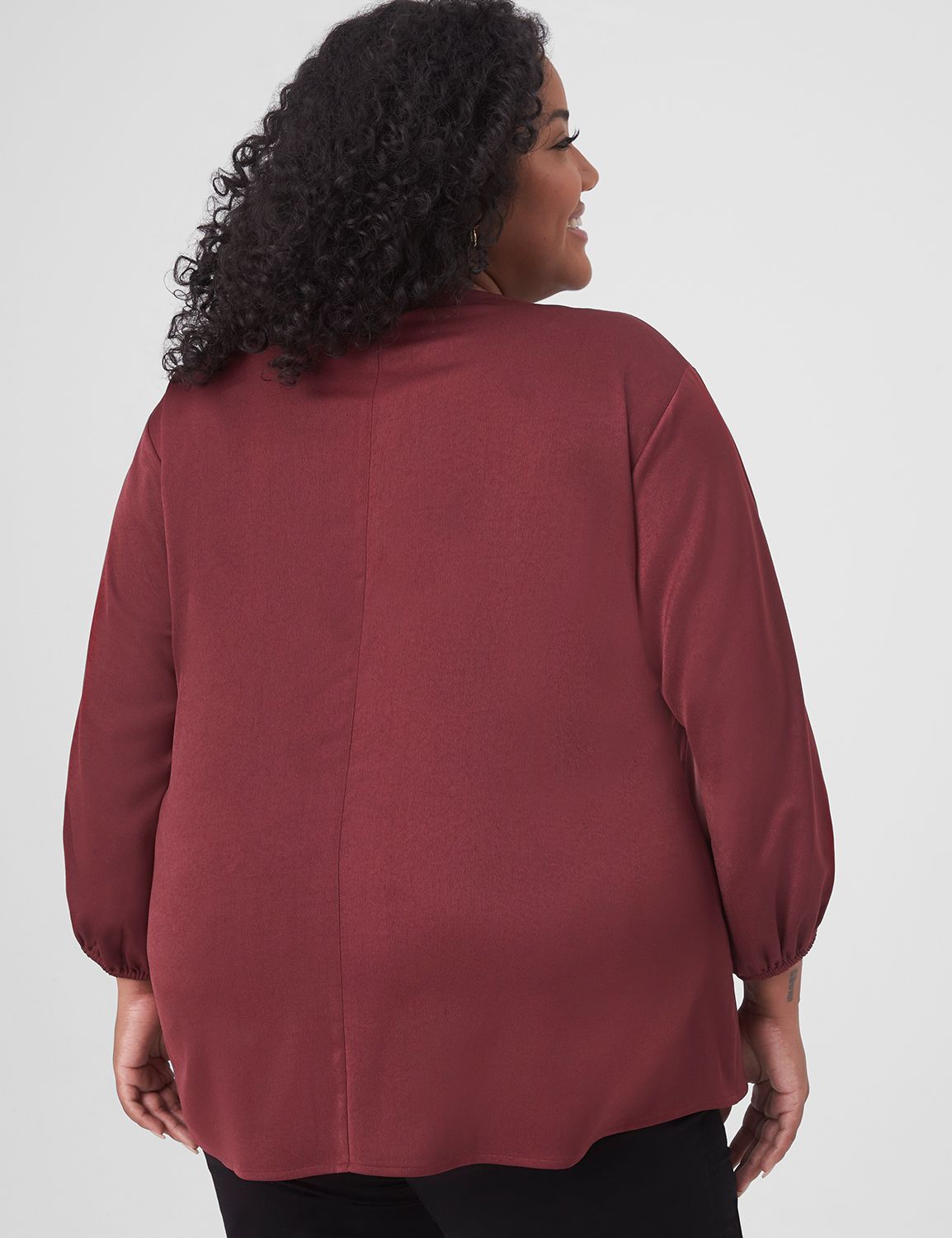 STEEL BLUE PRINT 3/4 SLEEVE BLOUSE