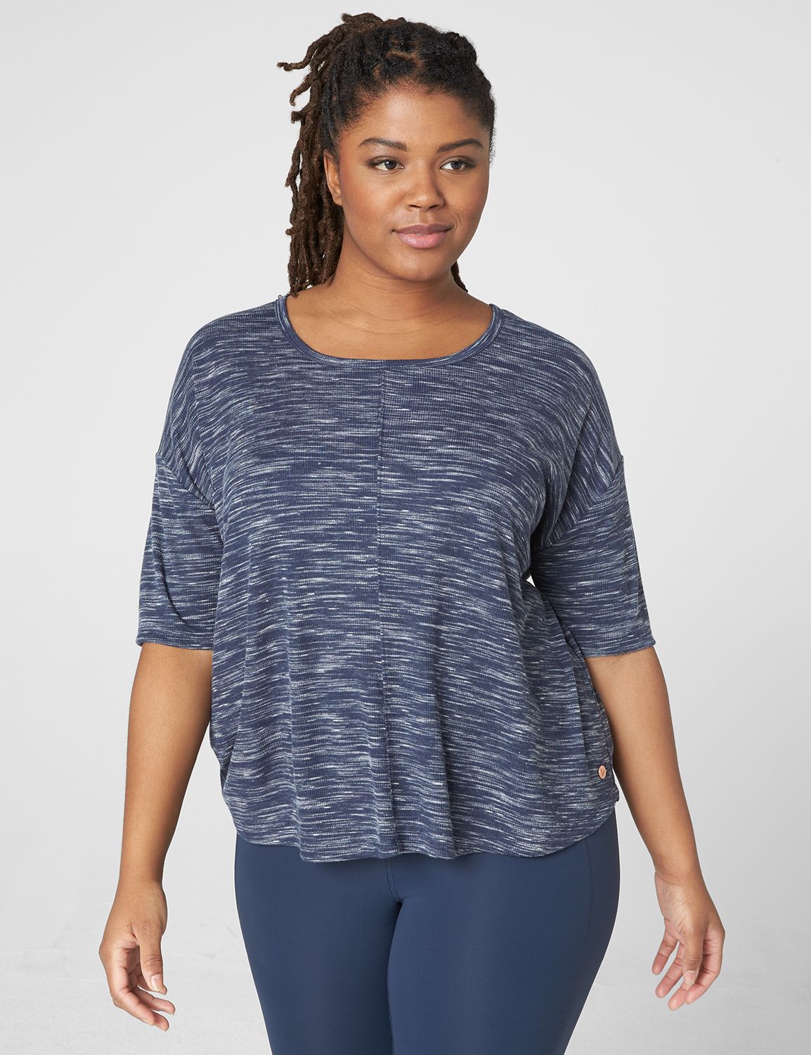 Elbow Sleeve Scoop Neck Texture Tee LaneBryant