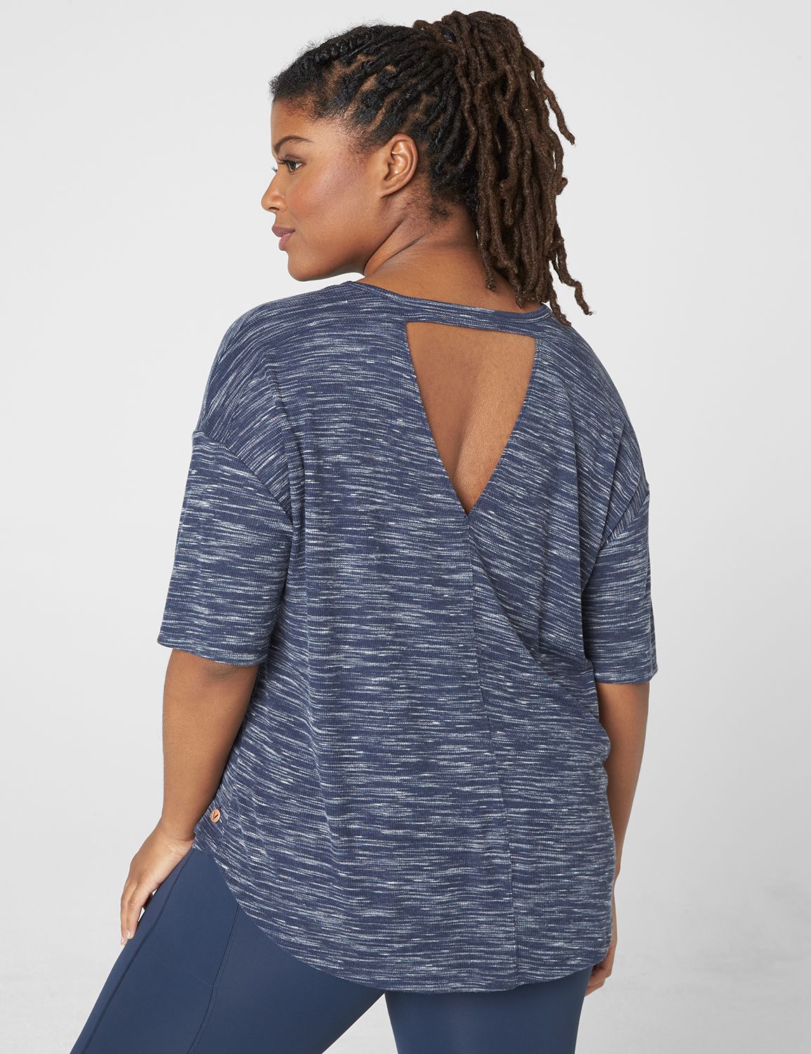Elbow Sleeve Scoop Neck Texture Tee LaneBryant