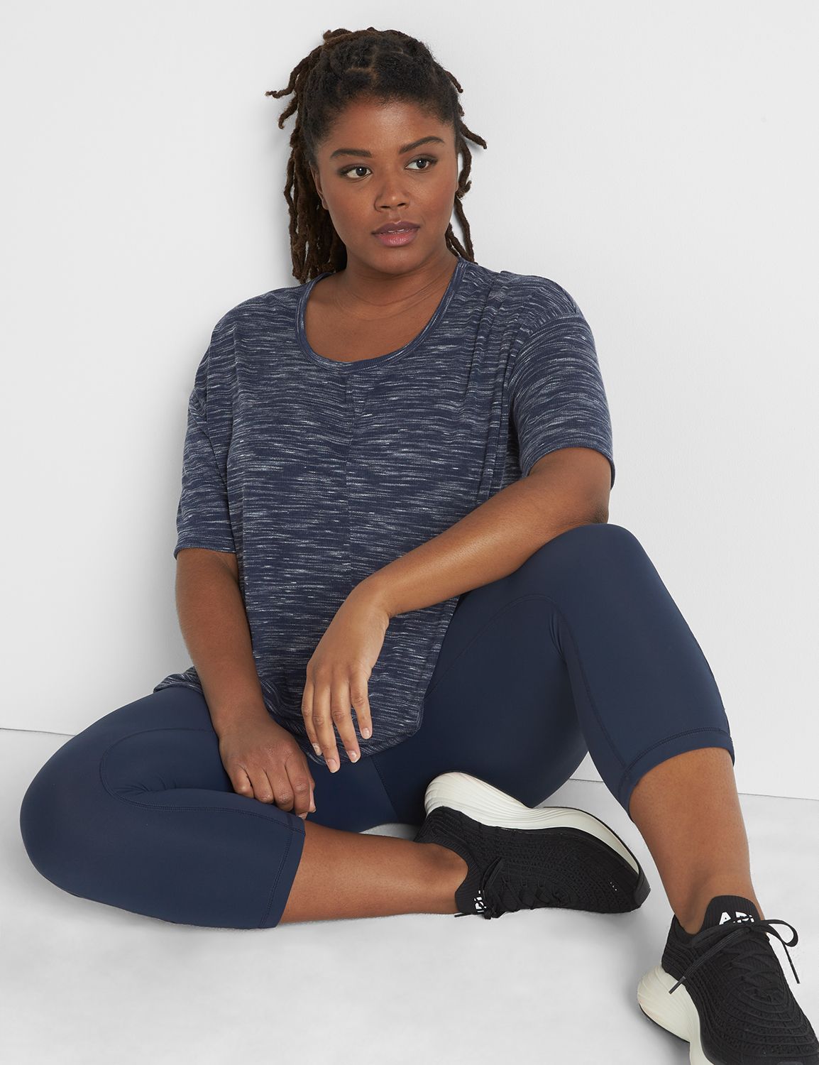 Elbow Sleeve Scoop Neck Texture Tee LaneBryant