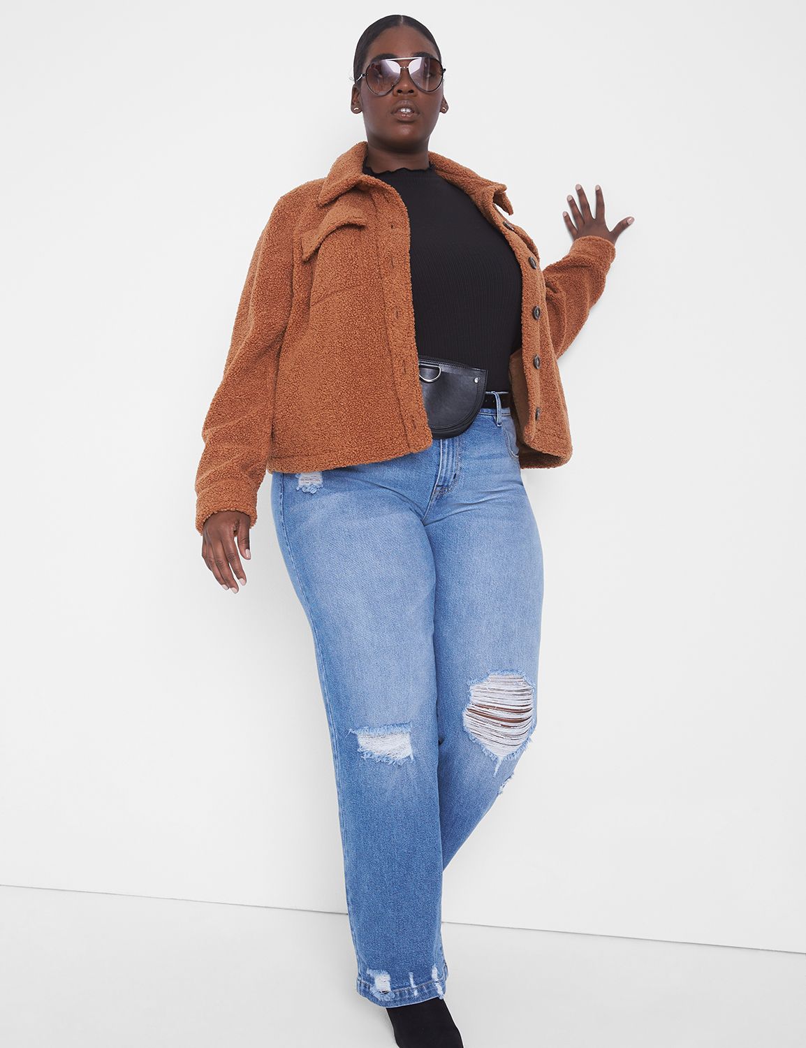 Cropped teddy jacket online