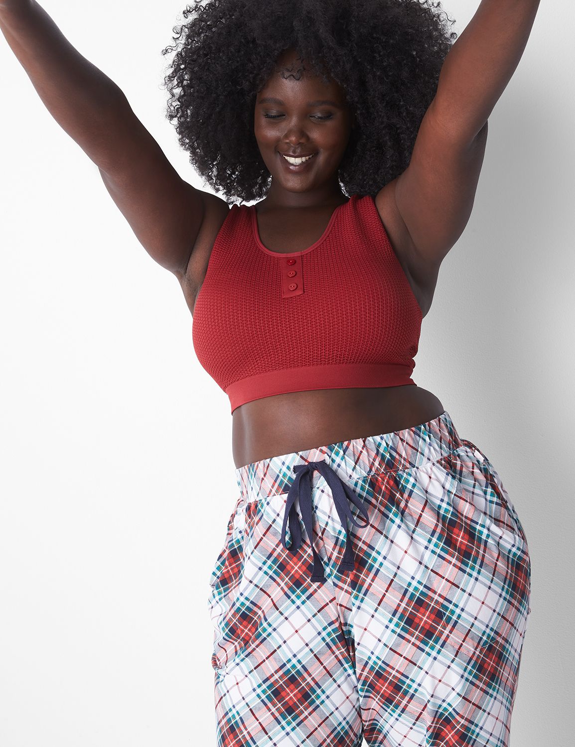 Knit Bralette & Cheeky Shorts Flame Scarlet Lg main image 1