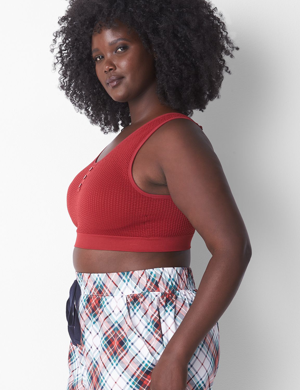 ButtonFront Waffle Knit Bralette LaneBryant