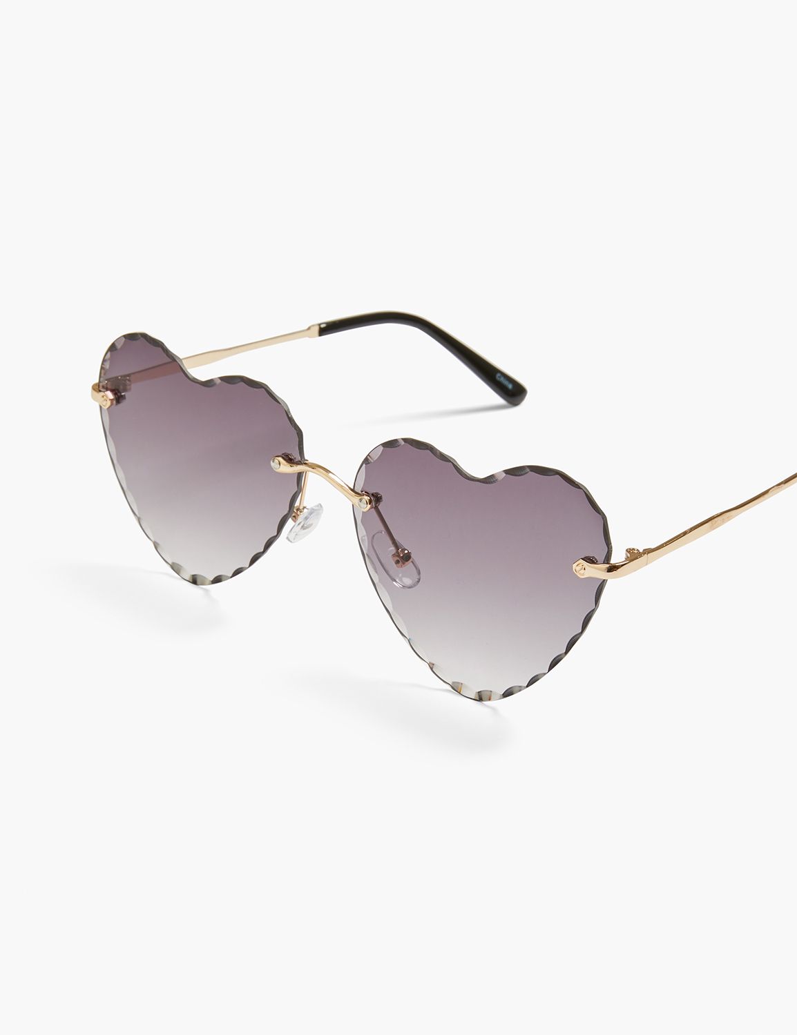 Heart store rimless sunglasses