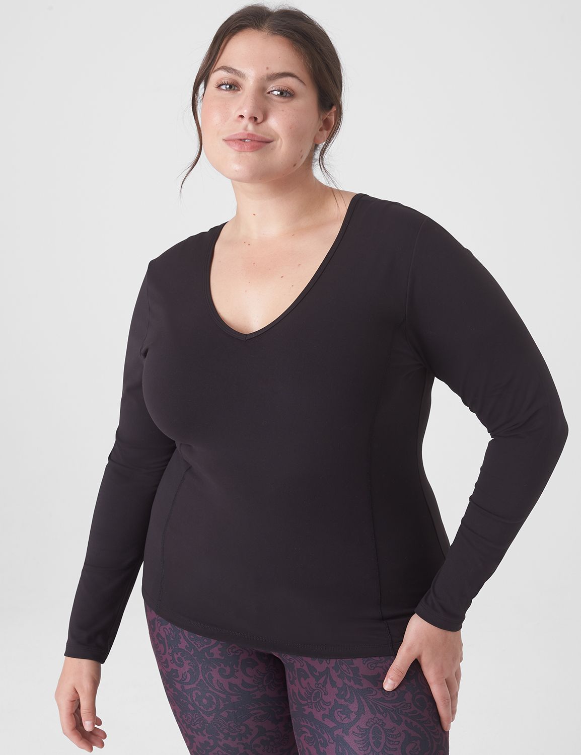 Long Sleeve VNeck Livi Soft Top F 1 | LaneBryant