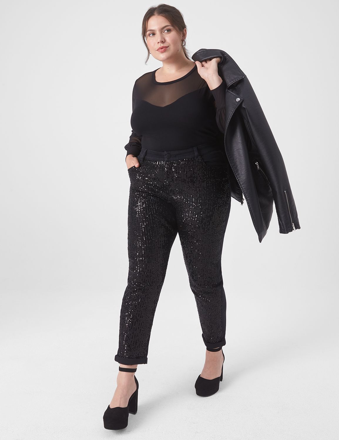 Signature Fit Boyfriend Jean - Black With Sequins