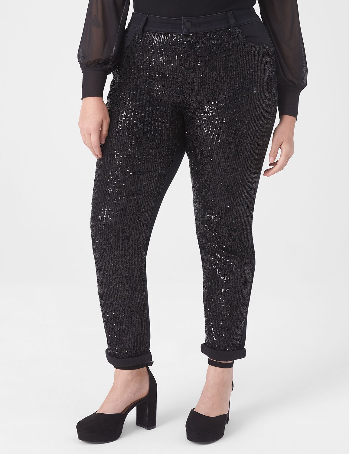 Signature Fit Boyfriend Jean - Black With Sequins