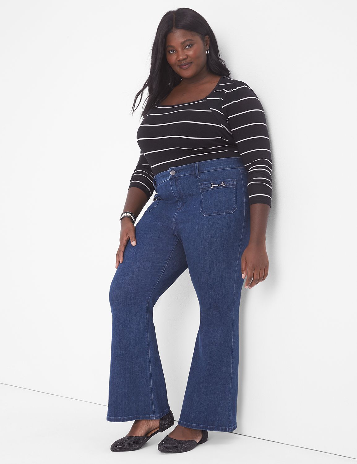 Plus Size Mid Wash Flare Jeans