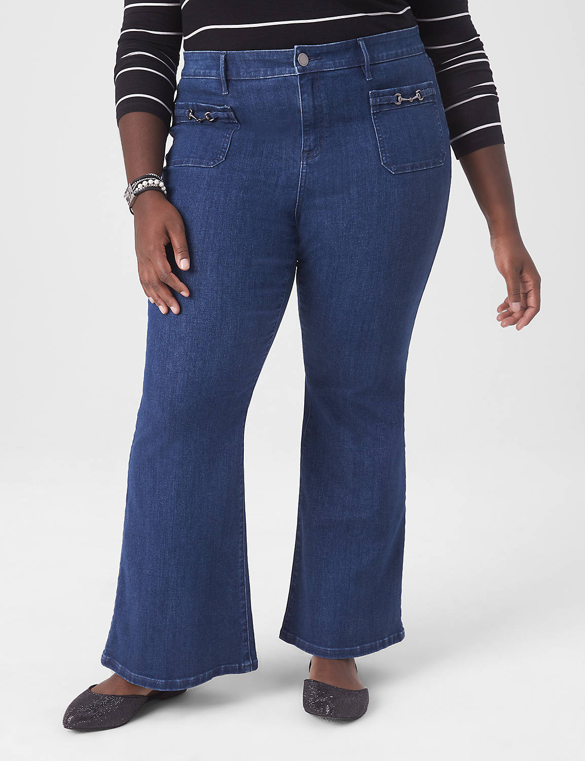 Signature Fit High-Rise Dressy Flare Jean - Medium Wash | LaneBryant