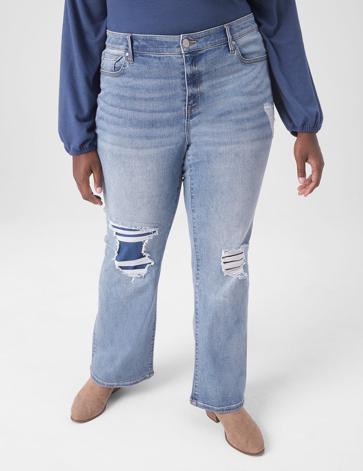 Signature Fit Cozy Boot Jean Light Wash LaneBryant