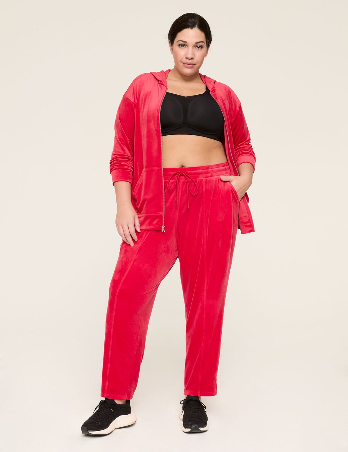 LIVI Velour Zip-Front Hoodie | LaneBryant