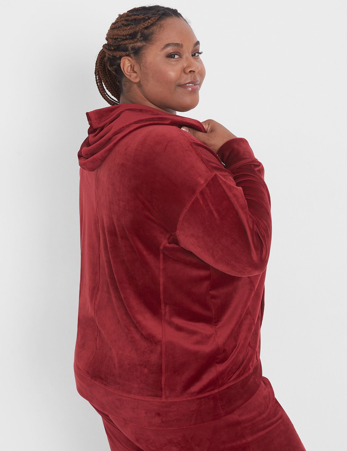 LIVI Velour Zip Front Hoodie