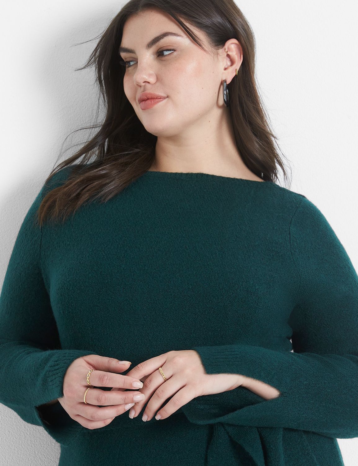 Long Sleeve Boat Neck Belted Midi S Product Image 3