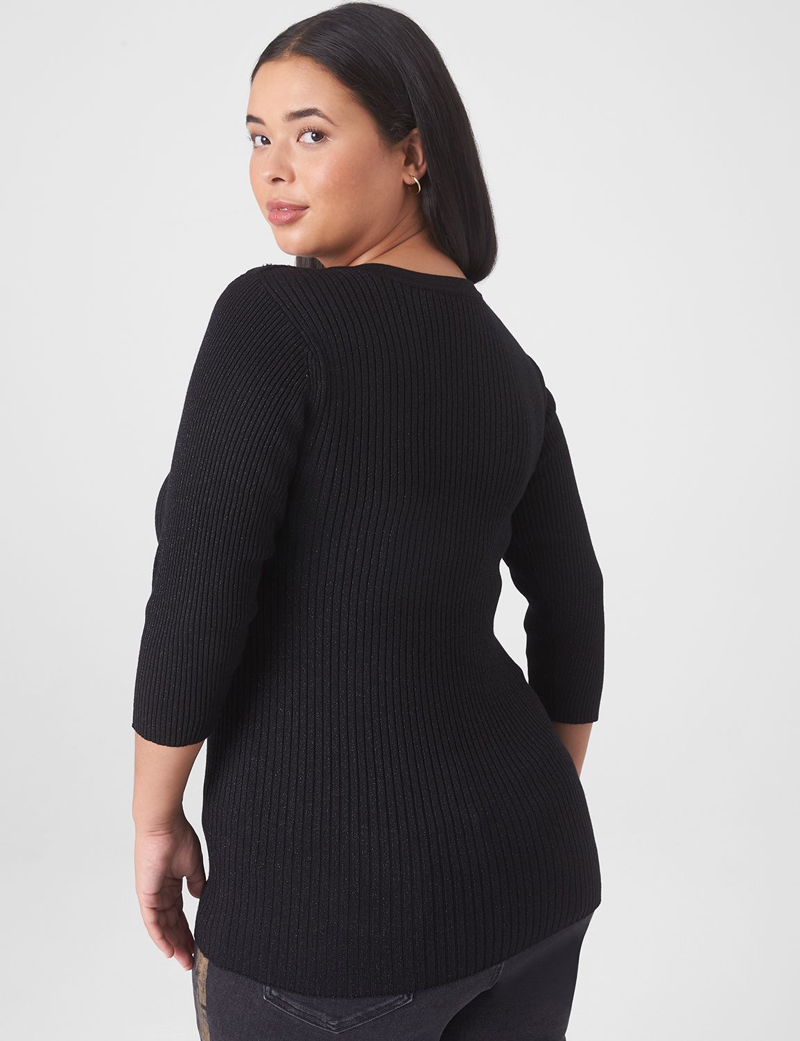 Fitted Three Quarter Sleeve Button | LaneBryant