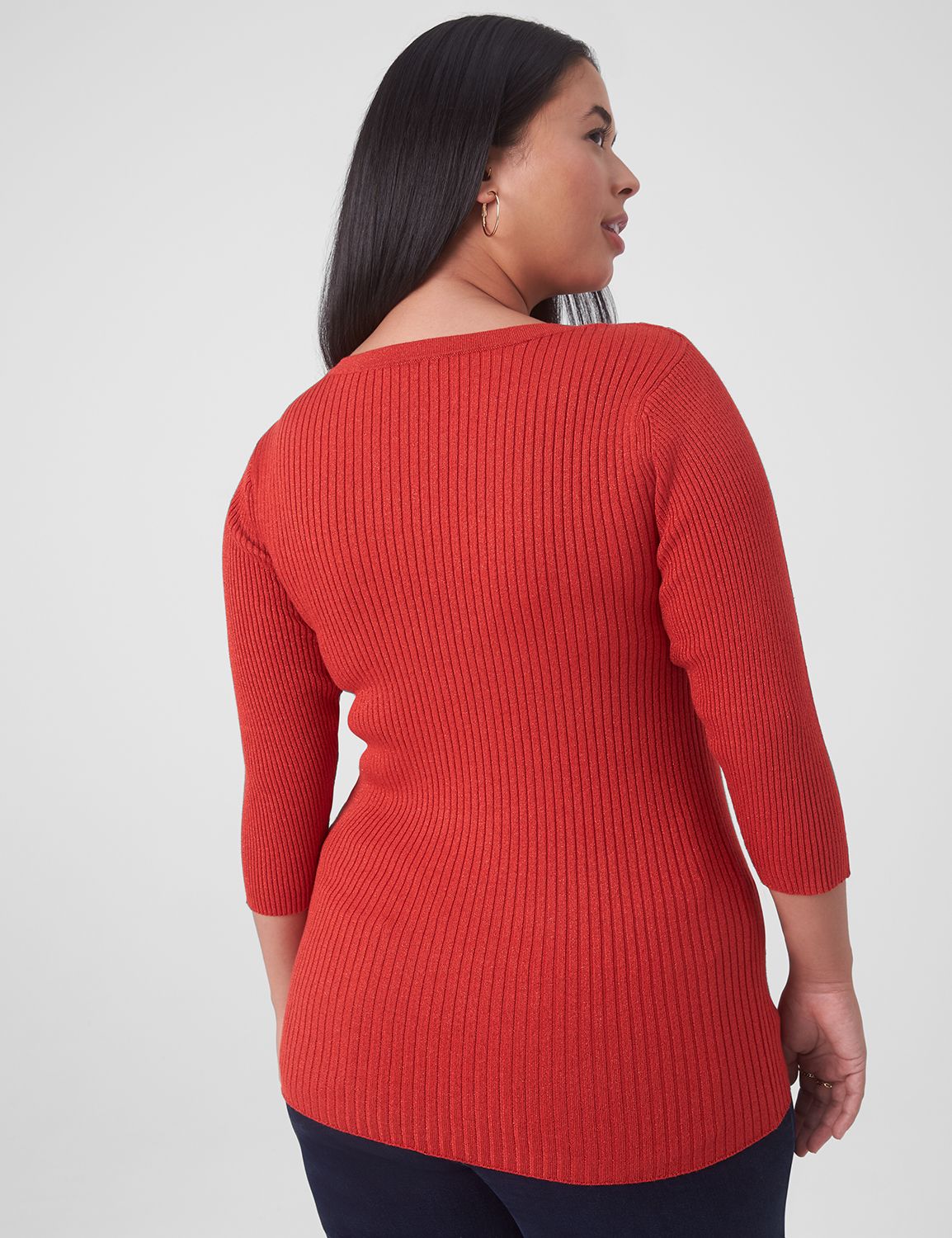 Fitted Three Quarter Sleeve Button | LaneBryant