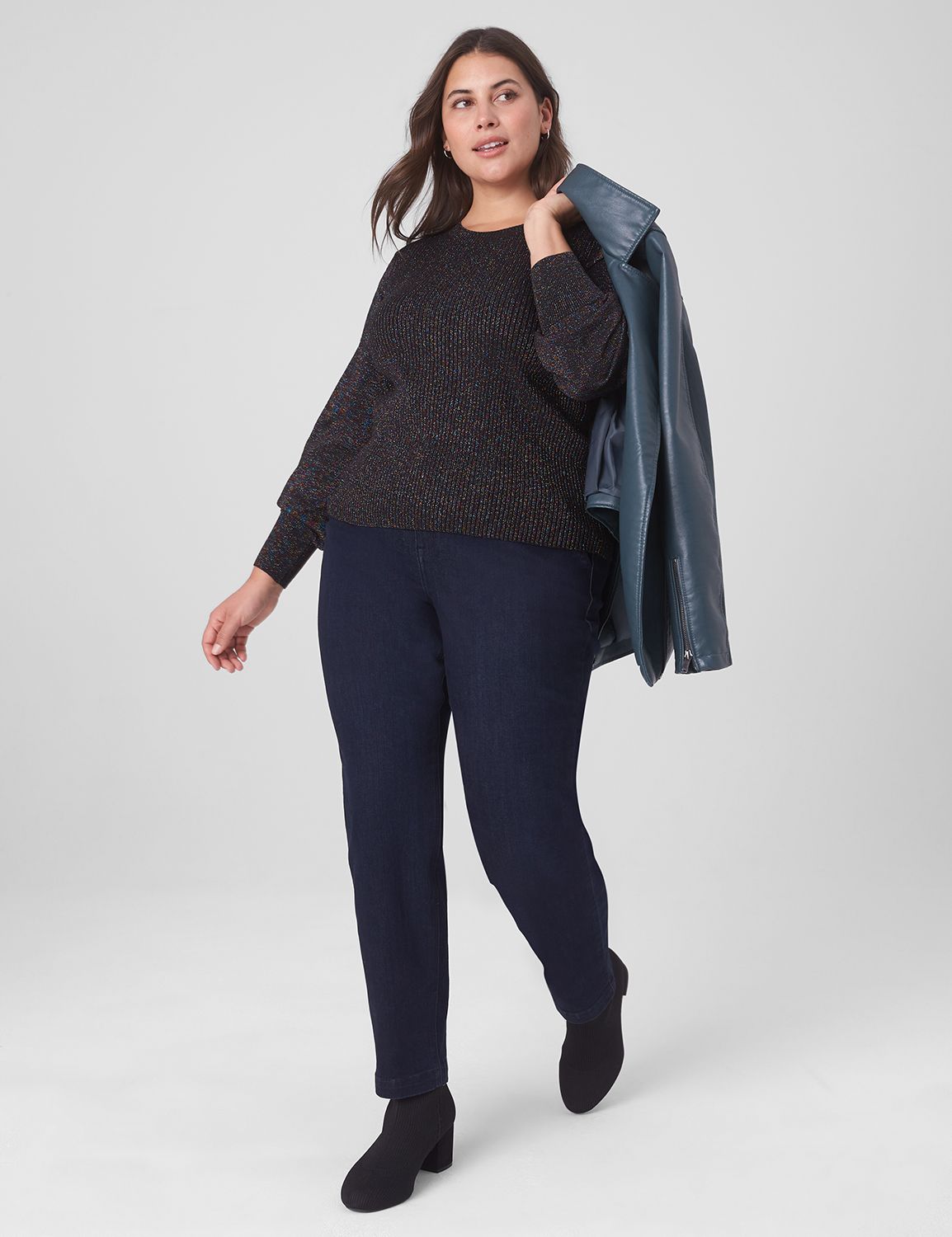 Fitted Long Sleeve Mock Neck Shine Product Image 3