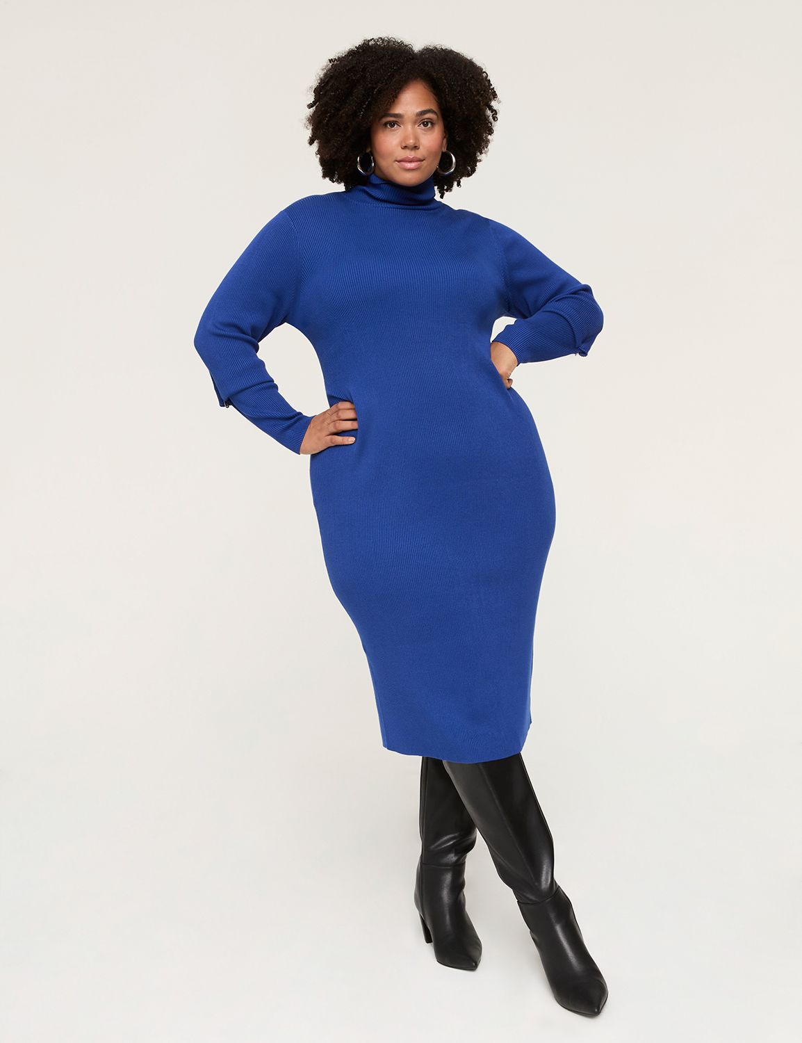 turtleneck ribbed bodycon sweater midi dress