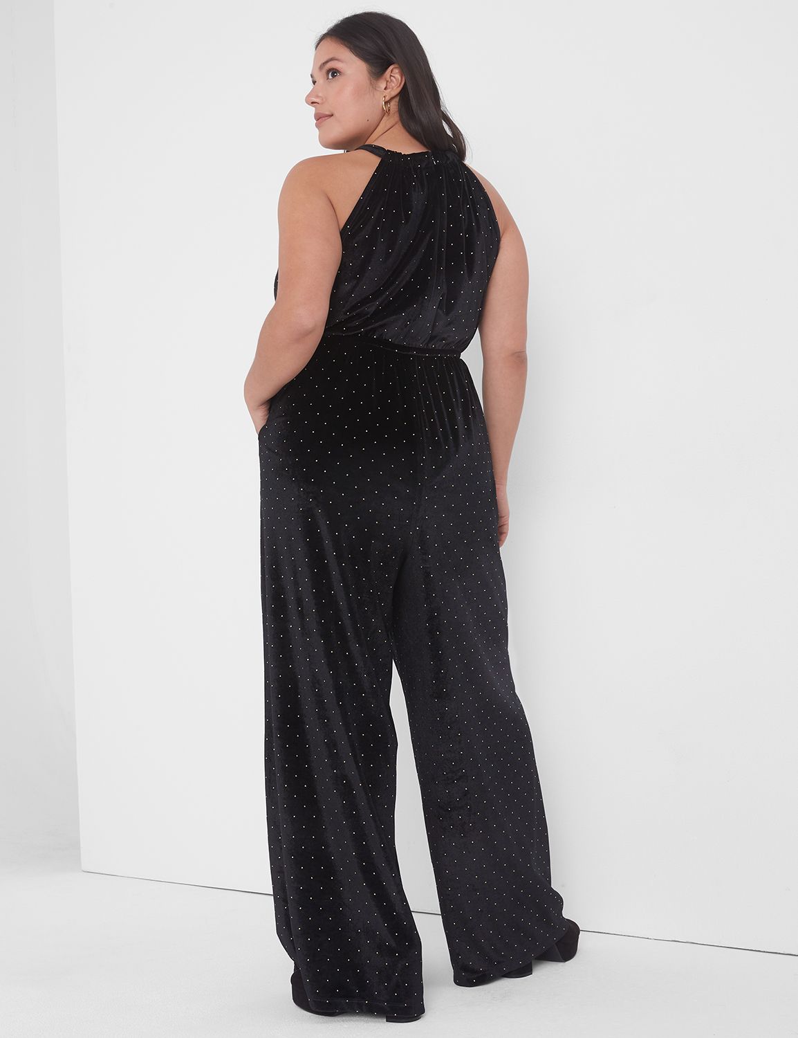 Bare halter wide leg jumpsuit 11310 | LaneBryant