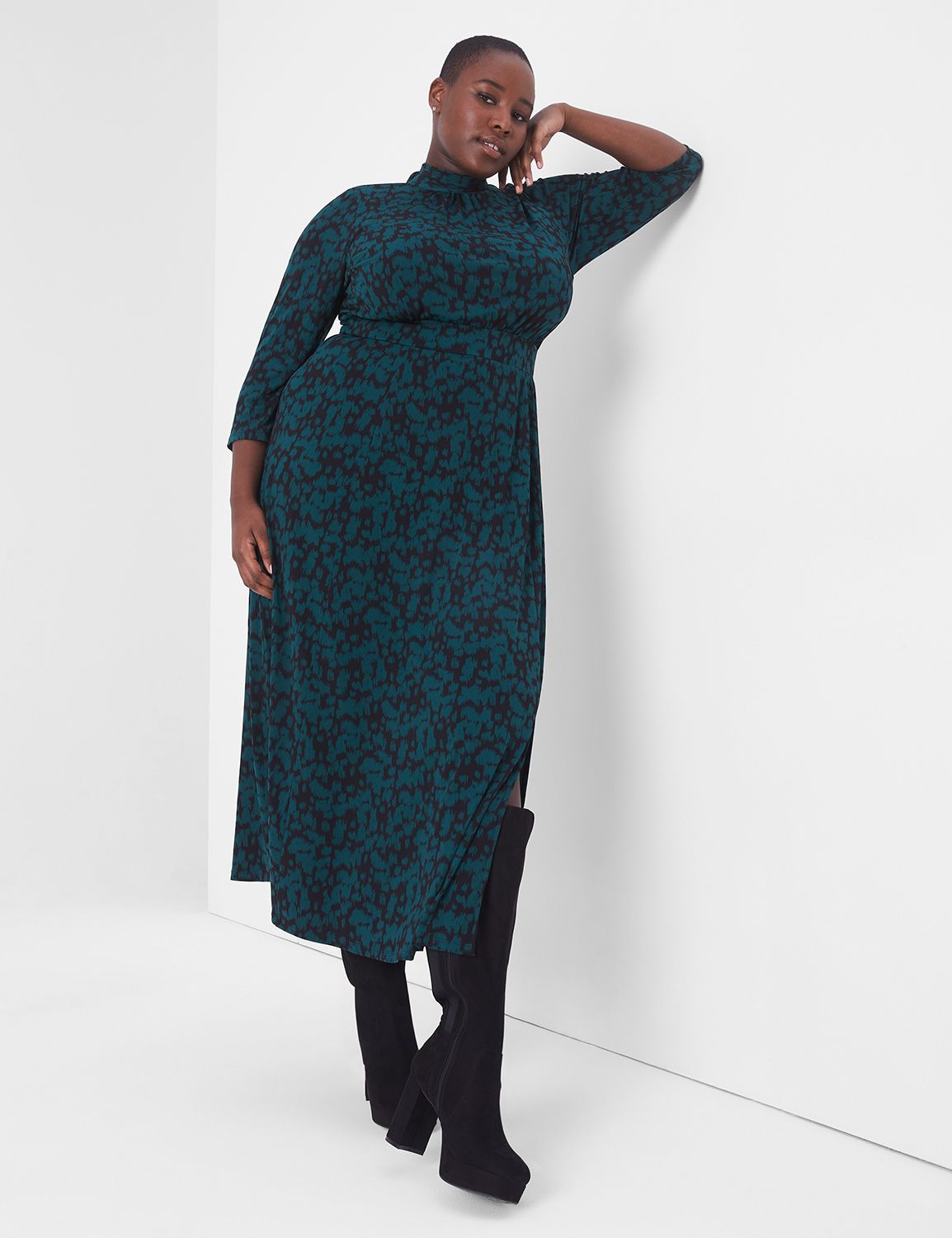 Tie Neck Open Back Midi Dress LaneBryant