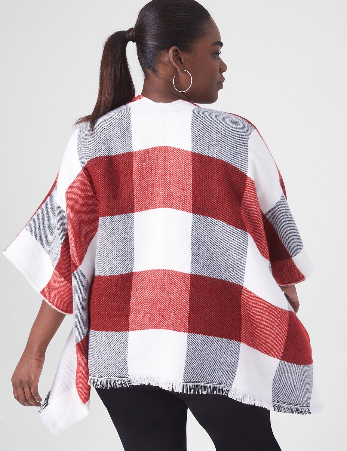 Open Front Poncho with Pom Poms main image 1