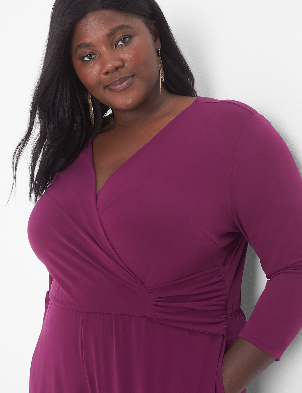 Crushed 3/4 Surplice 'Sky' V-Neck