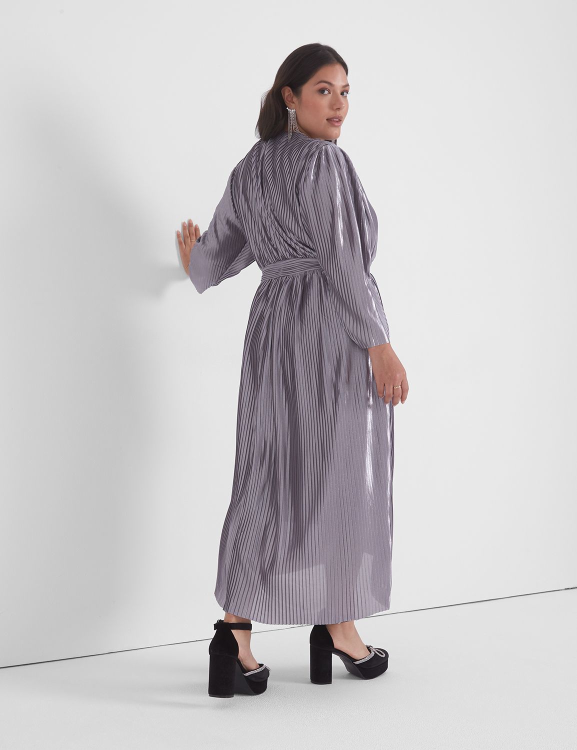 3/4 SLeeve Surplice High Low Midi Product Image 2