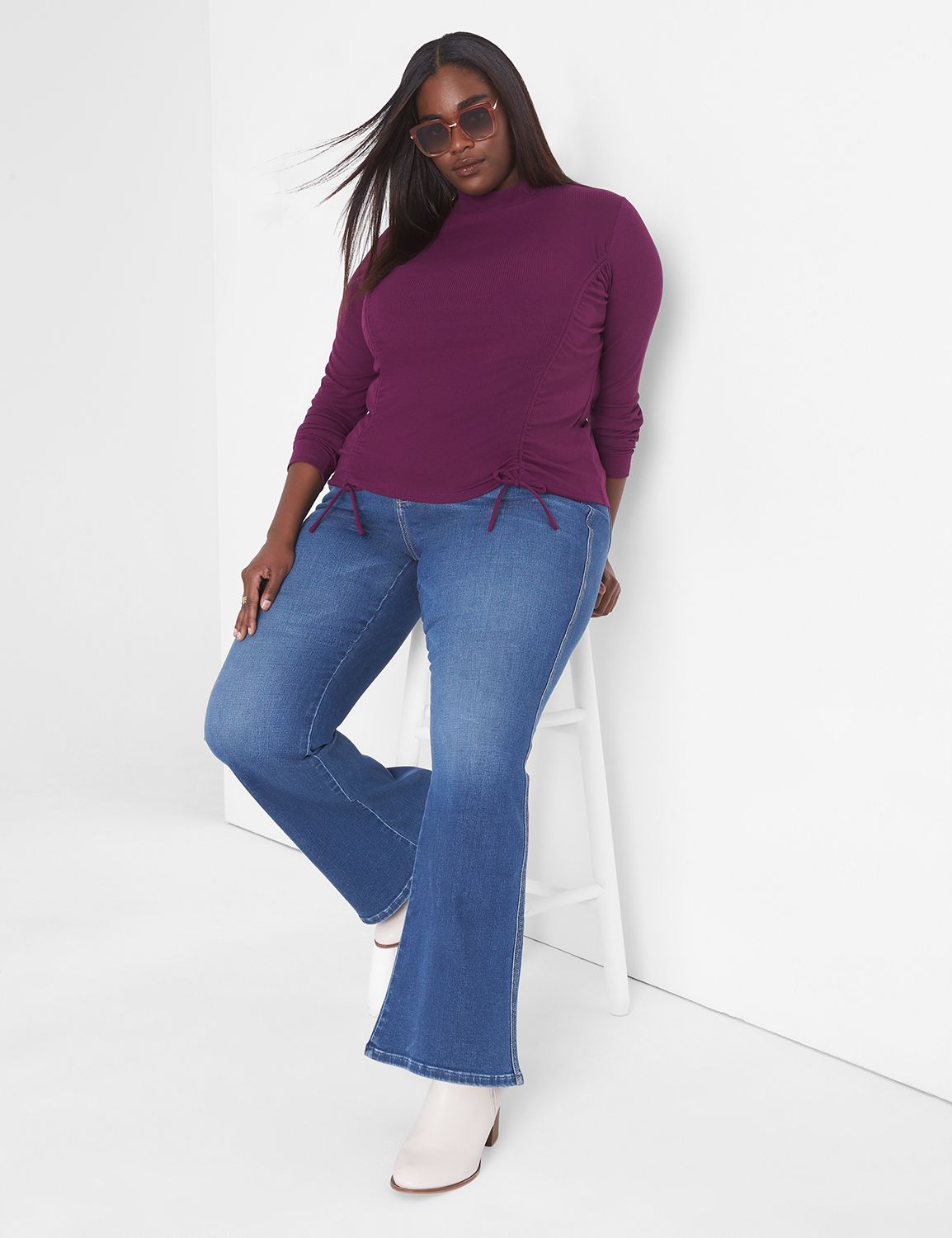 Fitted Long Sleeve Mock Neck Tee Wi | LaneBryant