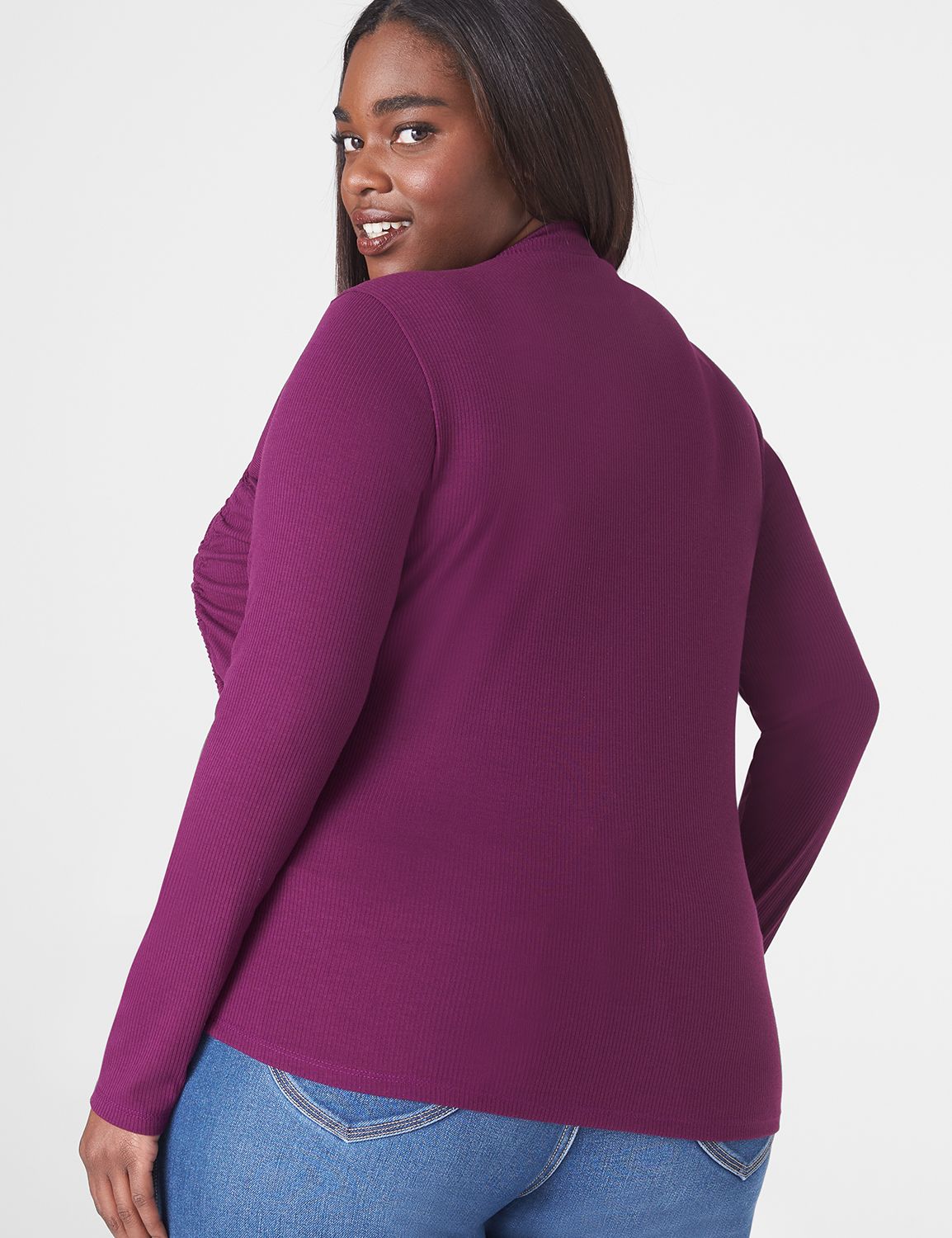 Fitted Long Sleeve Mock Neck Tee Wi | LaneBryant