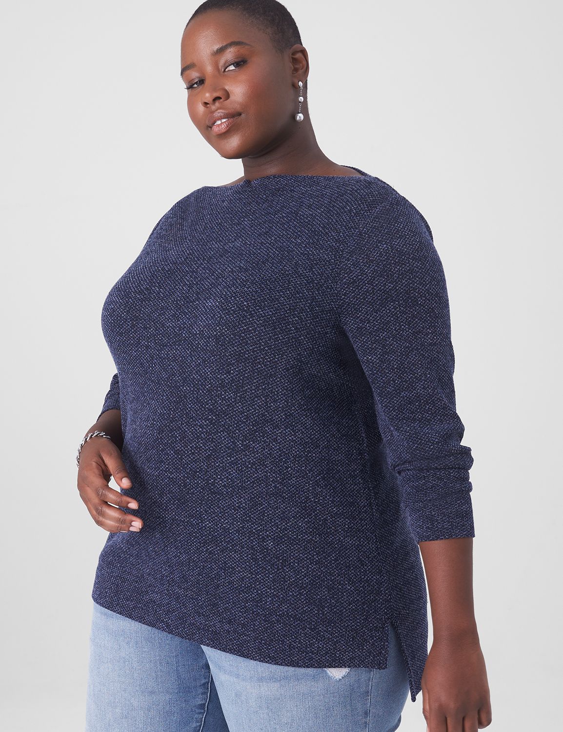 Snoskins Open Knit Group Boat Neck Top 88741-26S