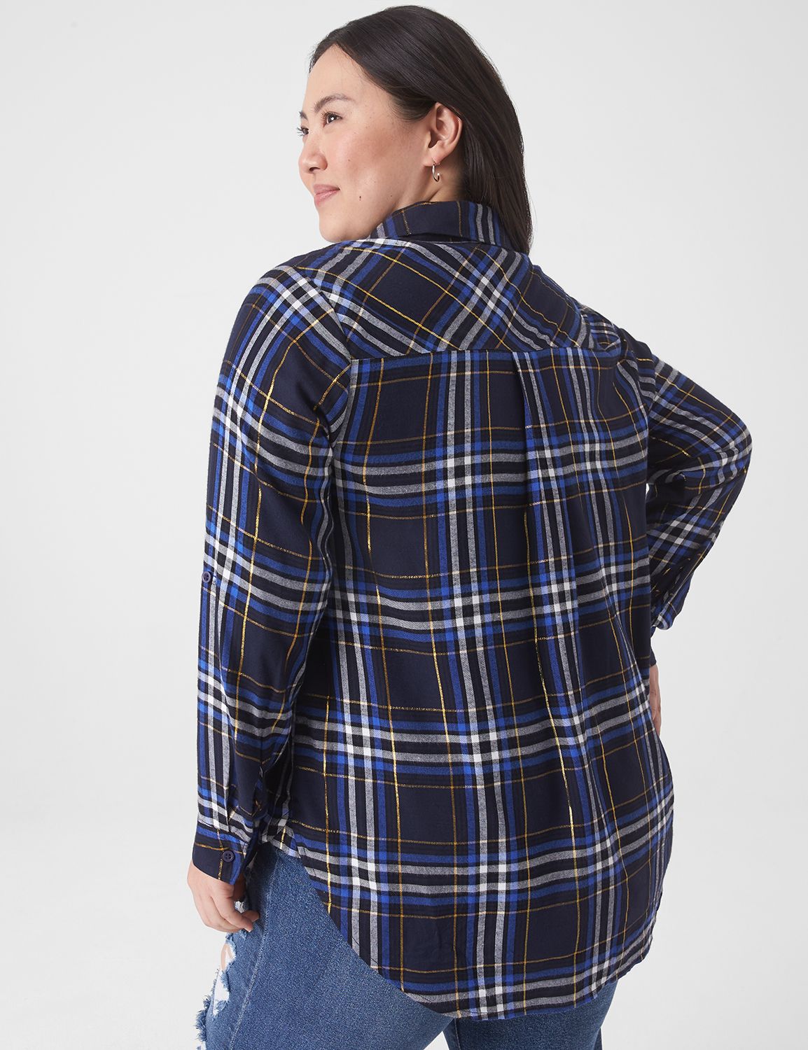 Relaxed Long Sleeve Button Front Lu Product Image 2
